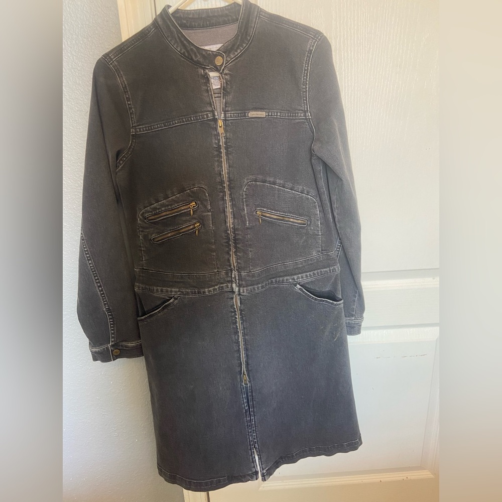 Women's junior Black Denim Coat Calvin Klein brand new but tags off